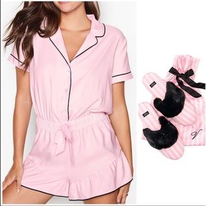 Victoria Secret SLEEP ROMPER + SATIN SLIPPER SET